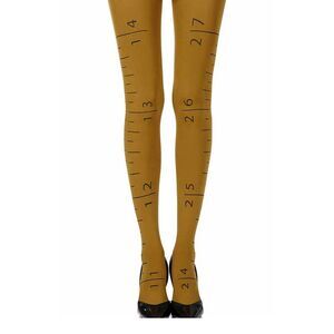 Zohara Ruler Print Tights Mustard Yellow Women Mustardblack Hosiery